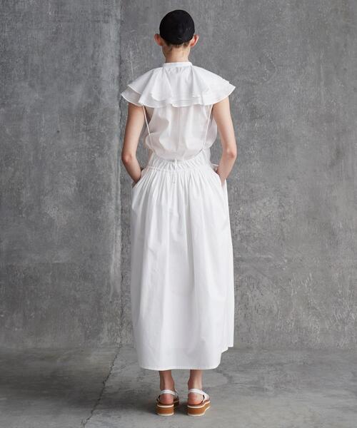 Drawer（ドゥロワー）の「＜Drawer（ドゥロワー）＞ コットンタックサロペットスカート（WHITE）（スカート・レディース・ホワイト・36/38）」の3枚目の写真