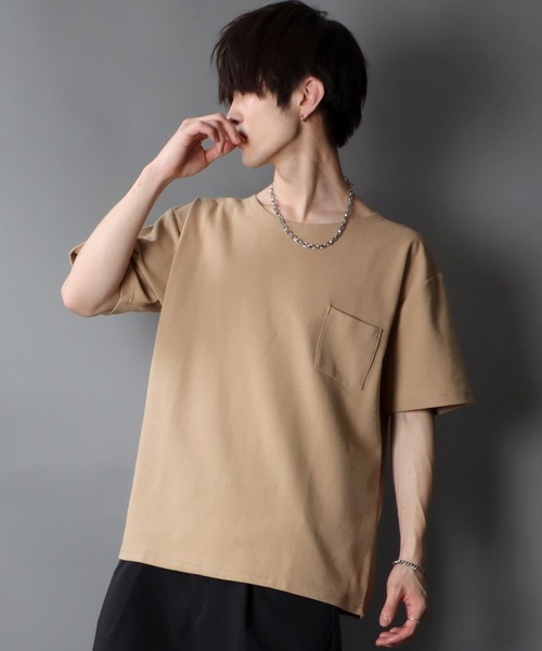 SITRY（シトリー）の「garter jacquard boat neck T/ガータージャガード ボートネックTシャツ（Tシャツ/カットソー・メンズ・ブラック/ベージュ/ホワイト/カーキ/サックスブルー/ダークグレー・L/LL/M）」の5枚目の写真