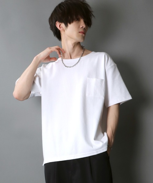 SITRY（シトリー）の「garter jacquard boat neck T/ガータージャガード ボートネックTシャツ（Tシャツ/カットソー・メンズ・ブラック/ベージュ/ホワイト/カーキ/サックスブルー/ダークグレー・L/LL/M）」の2枚目の写真