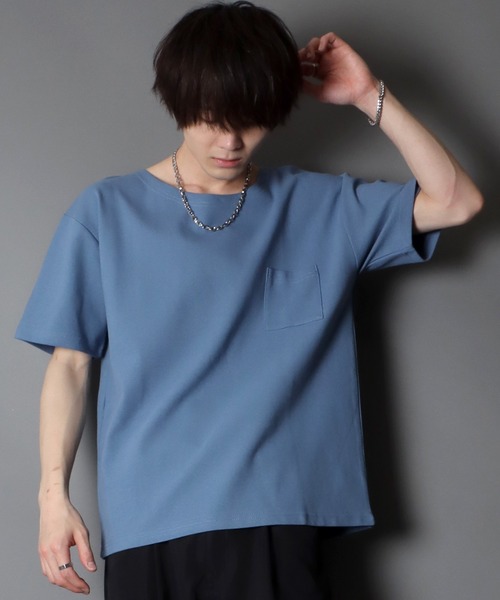 SITRY（シトリー）の「garter jacquard boat neck T/ガータージャガード ボートネックTシャツ（Tシャツ/カットソー・メンズ・ブラック/ベージュ/ホワイト/カーキ/サックスブルー/ダークグレー・L/LL/M）」の6枚目の写真