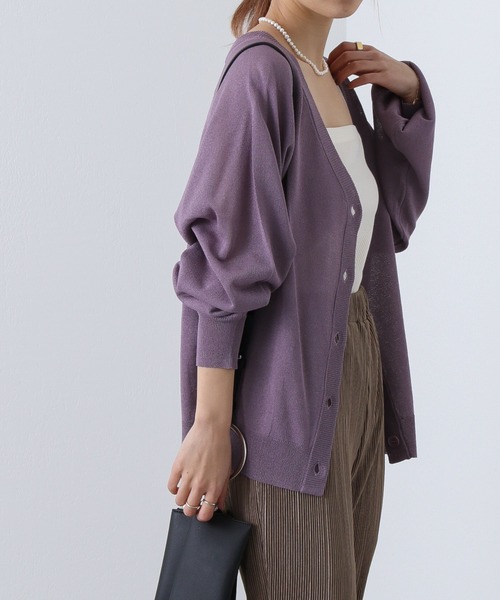 COLONY 2139（コロニートゥーワンスリーナイン）の「ラメシアーニットカーディガン（カーディガン/ボレロ・レディース・ブラック/グリーン/ベージュ/パープル/アイボリー・LARGE/MEDIUM）」の9枚目の写真