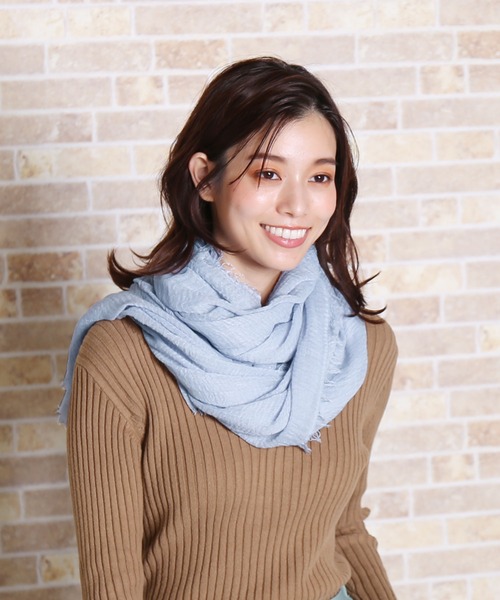 sankyo shokai（サンキョウショウカイ）の「大判ストール薄手（ストール/ショール・レディース・モカ/ライトブルー/ピンクベージュ/ブルー/セージグリーン/オレンジ/グリーン・FREE）」の11枚目の写真