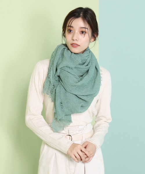 sankyo shokai（サンキョウショウカイ）の「大判ストール薄手（ストール/ショール・レディース・モカ/ライトブルー/ピンクベージュ/ブルー/セージグリーン/オレンジ/グリーン・FREE）」の10枚目の写真