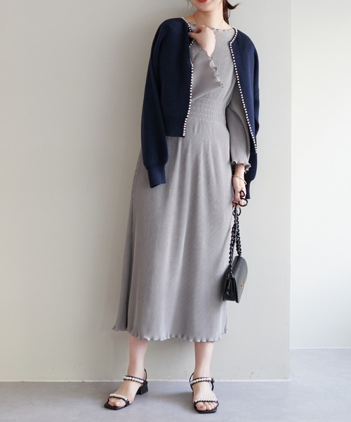 natural couture（ナチュラルクチュール）の「大人上品な1着 ウエストシャーリングプリーツワンピース（ワンピース・レディース・ブラック/オレンジ/ミント/グレイッシュベージュ・FREE）」の12枚目の写真