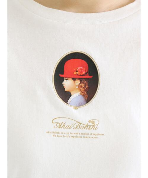 ehka sopo(エヘカソポ)の「【赤い帽子】女の子柄Tシャツ(Tシャツ/カットソー・レディース・ブラック/オフホワイト・フリ-)」の16枚目の写真
