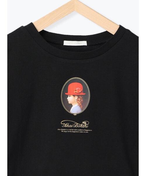 ehka sopo(エヘカソポ)の「【赤い帽子】女の子柄Tシャツ(Tシャツ/カットソー・レディース・ブラック/オフホワイト・フリ-)」の21枚目の写真