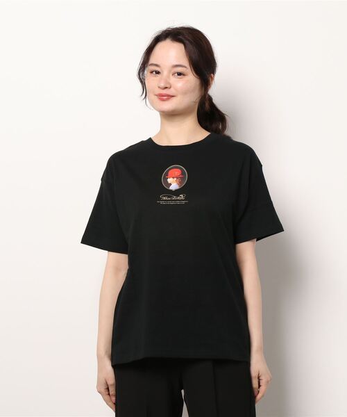 ehka sopo(エヘカソポ)の「【赤い帽子】女の子柄Tシャツ(Tシャツ/カットソー・レディース・ブラック/オフホワイト・フリ-)」の5枚目の写真