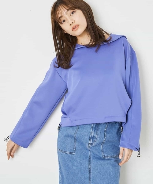 A de a.v.v（アードアー・ヴェ・ヴェ）の「［SET UP対応］ビッグセーラー襟ジャージー（Tシャツ/カットソー・レディース・グリーン/ホワイト/ライトパープル・38/36）」の3枚目の写真