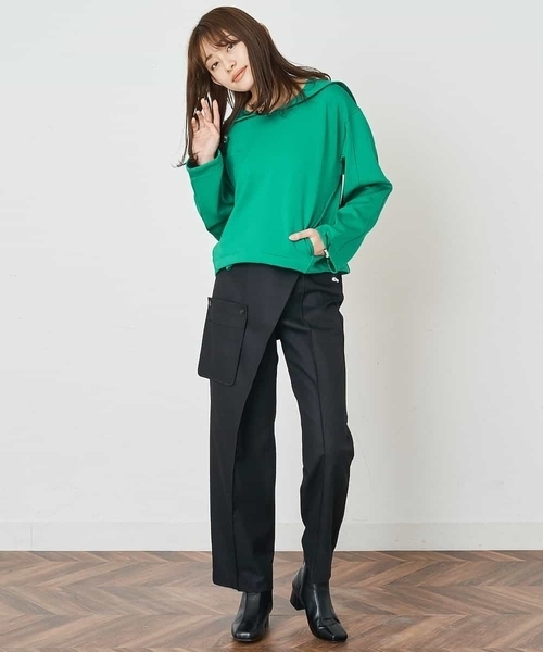 A de a.v.v（アードアー・ヴェ・ヴェ）の「［SET UP対応］ビッグセーラー襟ジャージー（Tシャツ/カットソー・レディース・グリーン/ホワイト/ライトパープル・38/36）」の22枚目の写真