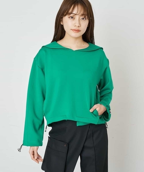 A de a.v.v（アードアー・ヴェ・ヴェ）の「［SET UP対応］ビッグセーラー襟ジャージー（Tシャツ/カットソー・レディース・グリーン/ホワイト/ライトパープル・38/36）」の14枚目の写真