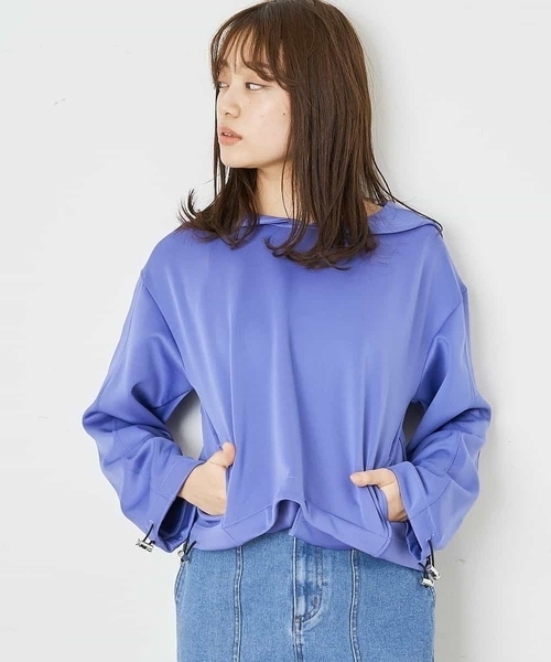 A de a.v.v（アードアー・ヴェ・ヴェ）の「［SET UP対応］ビッグセーラー襟ジャージー（Tシャツ/カットソー・レディース・グリーン/ホワイト/ライトパープル・38/36）」の13枚目の写真