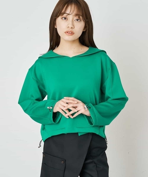 A de a.v.v（アードアー・ヴェ・ヴェ）の「［SET UP対応］ビッグセーラー襟ジャージー（Tシャツ/カットソー・レディース・グリーン/ホワイト/ライトパープル・38/36）」の11枚目の写真