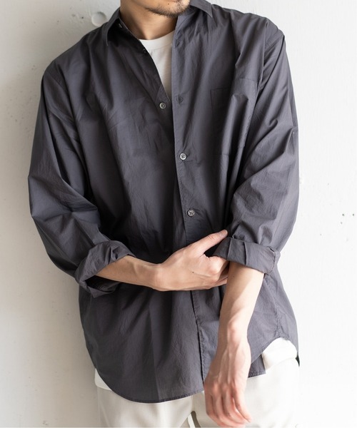 417 EDIFICE（フォーワンセブンエディフィス）の「【ESSENTIAL / エッセンシャル】ブロード レギュラー シャツ（シャツ/ブラウス・メンズ・チャコールグレー/ベージュ/ブルー/ホワイト/グリーン/ラベンダー・MEDIUM/LARGE/X-LARGE/SMALL）」の15枚目の写真