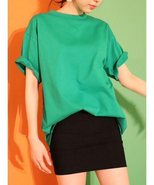 EVRIS（エヴリス）の「ルーズシルエットTEE（Tシャツ/カットソー・レディース・ホワイト/ブラック/グリーン・FREE）」の4枚目の写真