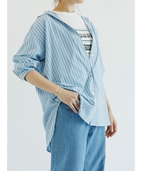 Samansa Mos2 blue（サマンサモスモスブルー）の「【接触冷感】マルチスタイルシャツ（シャツ/ブラウス・レディース・ホワイト/ネイビー/オフホワイト/サックスブルー/イエロー/ブルー/ラベンダー・MEDIUM/LARGE）」の12枚目の写真