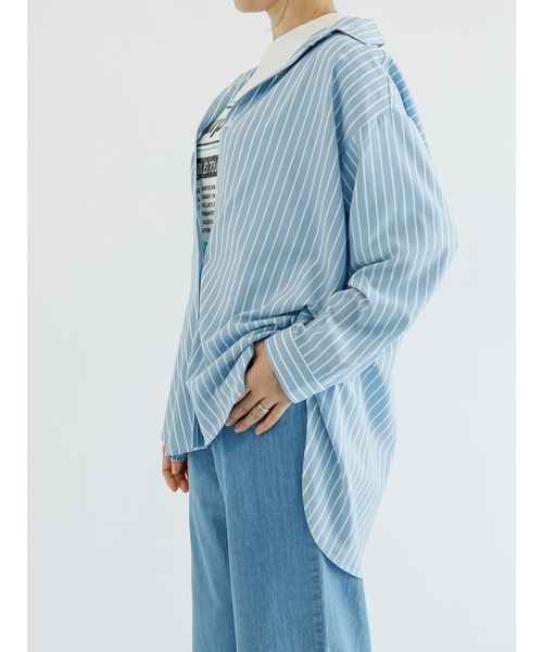 Samansa Mos2 blue（サマンサモスモスブルー）の「【接触冷感】マルチスタイルシャツ（シャツ/ブラウス・レディース・ホワイト/ネイビー/オフホワイト/サックスブルー/イエロー/ブルー/ラベンダー・MEDIUM/LARGE）」の22枚目の写真