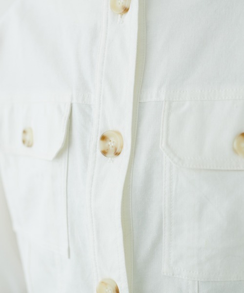 natural couture(ナチュラルクチュール)の「綿麻ノーカラー7分袖ショートブルゾン(ブルゾン・レディース・ライトベージュ/オフホワイト/スミクロ・FREE)」の19枚目の写真