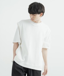 日本製 オーバーサイズ ストレッチ鹿の子ダブルフェイスベスト AUD7141