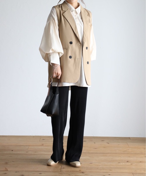 sakishimatokyo（サキシマトーキョー）の「【6色展開 】ボリューム袖 バックギャザーブラウス（シャツ/ブラウス・レディース・オフホワイト/ブラック/ピンク/ブラウン/グリーン/カーキ・FREE）」の13枚目の写真