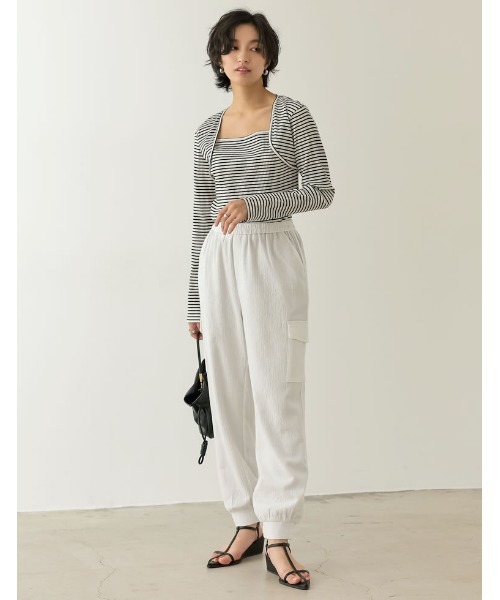 Re:EDIT（リエディ）の「[低身長/高身長サイズ有]リップルワークカーゴパンツ（カーゴパンツ・レディース・ホワイト/ブラック/チャコールグレー/モカ・SMALL/MEDIUM/LARGE/SHORT/TALL）」の11枚目の写真