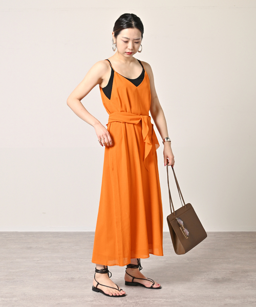 VERMEIL par iena(ヴェルメイユパーイエナ)の「【ESLOW/エスロー】スカーフ付き キャミドレス(ワンピース・レディース・オレンジ・FREE)」の14枚目の写真