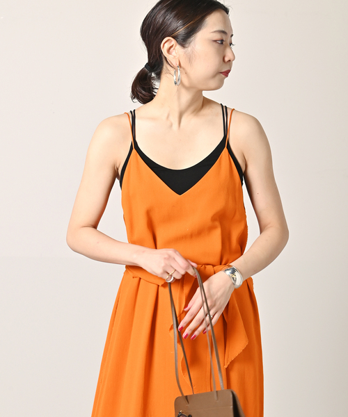 VERMEIL par iena(ヴェルメイユパーイエナ)の「【ESLOW/エスロー】スカーフ付き キャミドレス(ワンピース・レディース・オレンジ・FREE)」の18枚目の写真