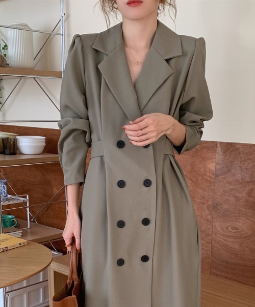 Banner Barrett（バナーバレット）の「袖タックロングテーラードジャケット（テーラードジャケット・レディース・ブラック/グレー/ライトカーキ・FREE）」の3枚目の写真