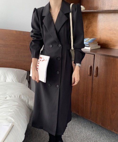 Banner Barrett（バナーバレット）の「袖タックロングテーラードジャケット（テーラードジャケット・レディース・ブラック/グレー/ライトカーキ・FREE）」の2枚目の写真