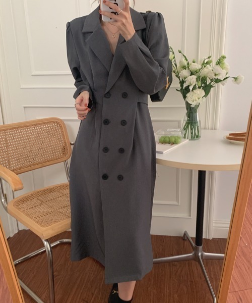 Banner Barrett（バナーバレット）の「袖タックロングテーラードジャケット（テーラードジャケット・レディース・ブラック/グレー/ライトカーキ・FREE）」の9枚目の写真