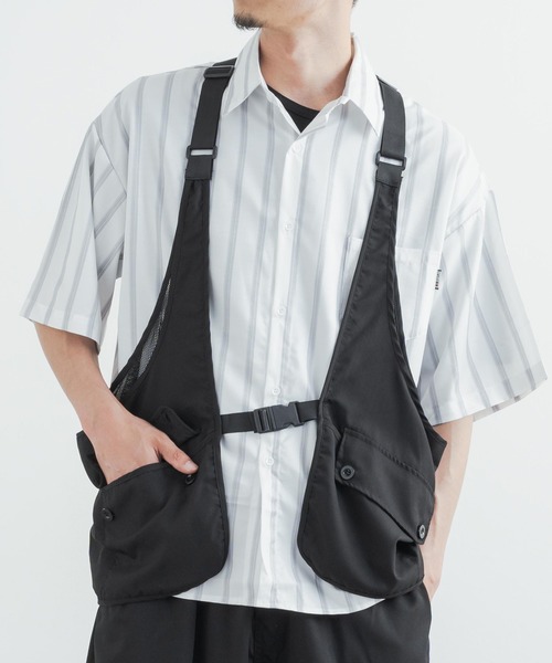 Rocky Monroe（ロッキーモンロー）の「ミリタリーメッシュキャンパーベスト（ベスト・メンズ・ブラック/ベージュ・L/XL/M）」の2枚目の写真