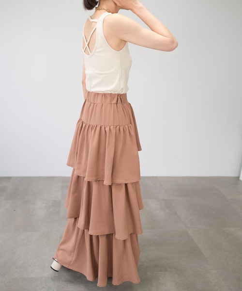 ＡＮＤＪ（アンドジェイ）の「カップ付きバックデザインタンクトップ（タンクトップ・レディース・ライトブラウン/ベージュ系その他/グリーン系その他/ブラック・M）」の12枚目の写真