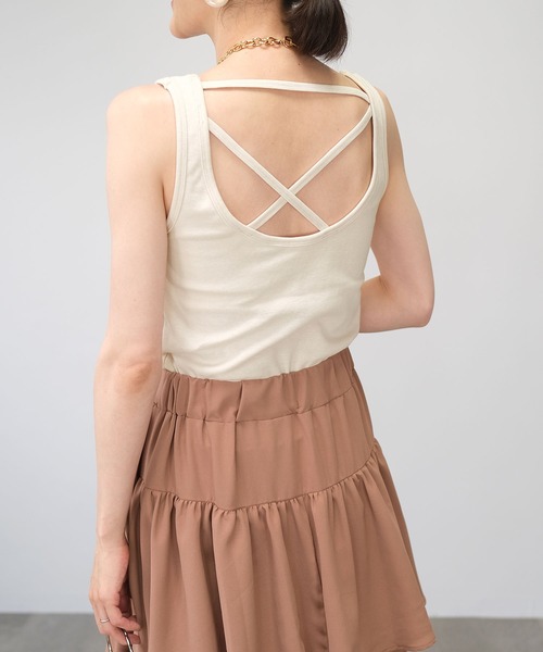 ＡＮＤＪ（アンドジェイ）の「カップ付きバックデザインタンクトップ（タンクトップ・レディース・ライトブラウン/ベージュ系その他/グリーン系その他/ブラック・M）」の19枚目の写真