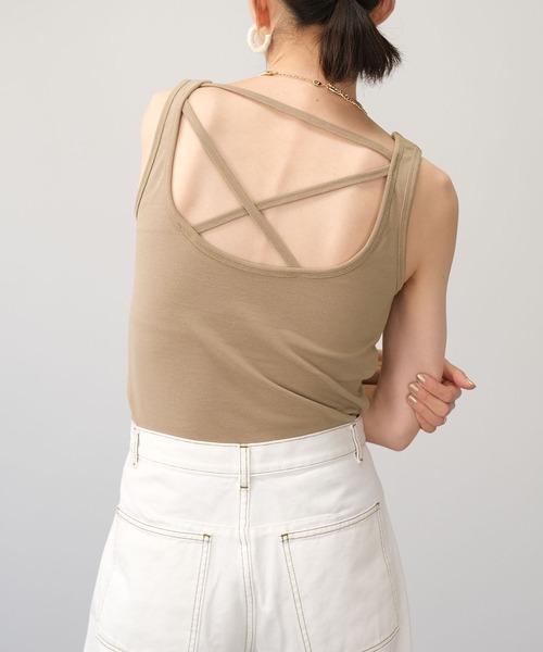ＡＮＤＪ（アンドジェイ）の「カップ付きバックデザインタンクトップ（タンクトップ・レディース・ライトブラウン/ベージュ系その他/グリーン系その他/ブラック・M）」の7枚目の写真