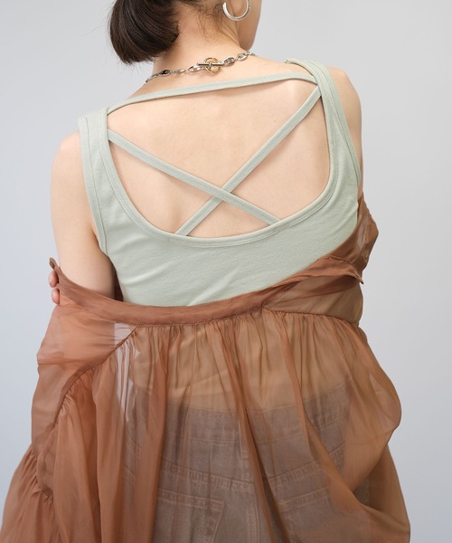 ＡＮＤＪ（アンドジェイ）の「カップ付きバックデザインタンクトップ（タンクトップ・レディース・ライトブラウン/ベージュ系その他/グリーン系その他/ブラック・M）」の21枚目の写真