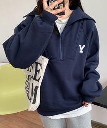 ABITOKYO | ハーフジップワンポイントロゴ刺繍裏起毛トレーナー(スウェット)