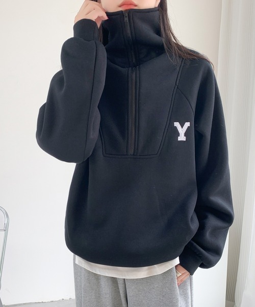 ABITOKYO(アビトーキョー)の「ハーフジップワンポイントロゴ刺繍裏起毛トレーナー(スウェット・レディース・グレー/ブルーグレー/チャコールグレー/ネイビー/ブラック/ダークグレー/ホワイト・FREE)」の17枚目の写真