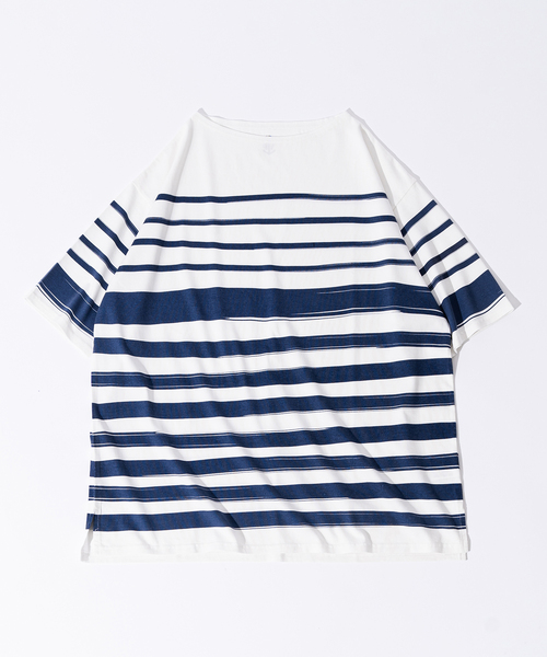 417 EDIFICE（フォーワンセブンエディフィス）の「ハンドペイント ボーダー Tシャツ（Tシャツ/カットソー・メンズ・ブラック/ネイビー/レッド/グリーン・MEDIUM/LARGE）」の3枚目の写真