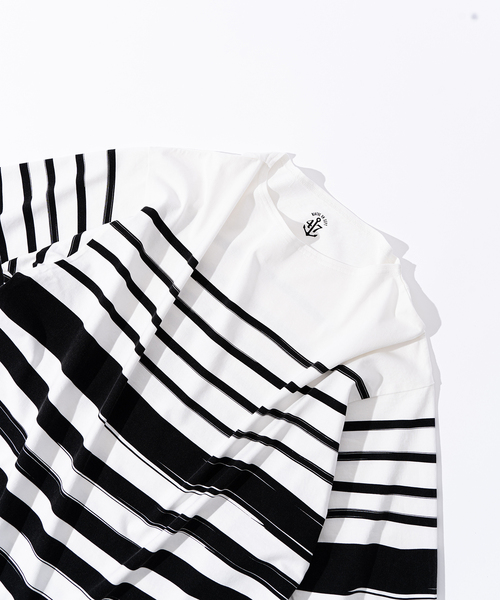 417 EDIFICE（フォーワンセブンエディフィス）の「ハンドペイント ボーダー Tシャツ（Tシャツ/カットソー・メンズ・ブラック/ネイビー/レッド/グリーン・MEDIUM/LARGE）」の5枚目の写真
