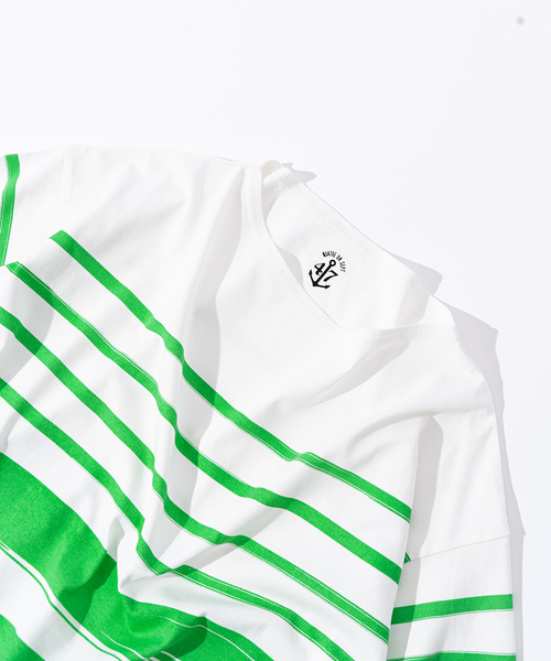 417 EDIFICE（フォーワンセブンエディフィス）の「ハンドペイント ボーダー Tシャツ（Tシャツ/カットソー・メンズ・ブラック/ネイビー/レッド/グリーン・MEDIUM/LARGE）」の6枚目の写真