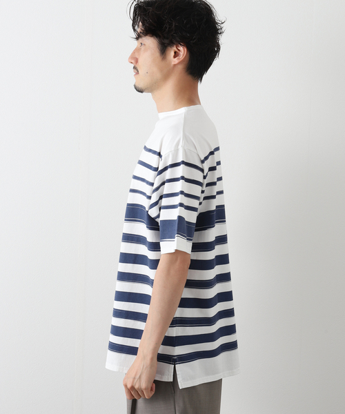 417 EDIFICE（フォーワンセブンエディフィス）の「ハンドペイント ボーダー Tシャツ（Tシャツ/カットソー・メンズ・ブラック/ネイビー/レッド/グリーン・MEDIUM/LARGE）」の10枚目の写真