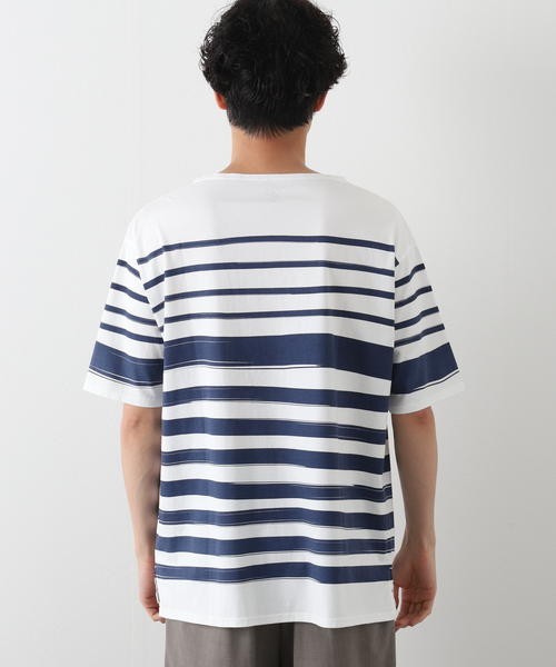 417 EDIFICE（フォーワンセブンエディフィス）の「ハンドペイント ボーダー Tシャツ（Tシャツ/カットソー・メンズ・ブラック/ネイビー/レッド/グリーン・MEDIUM/LARGE）」の11枚目の写真