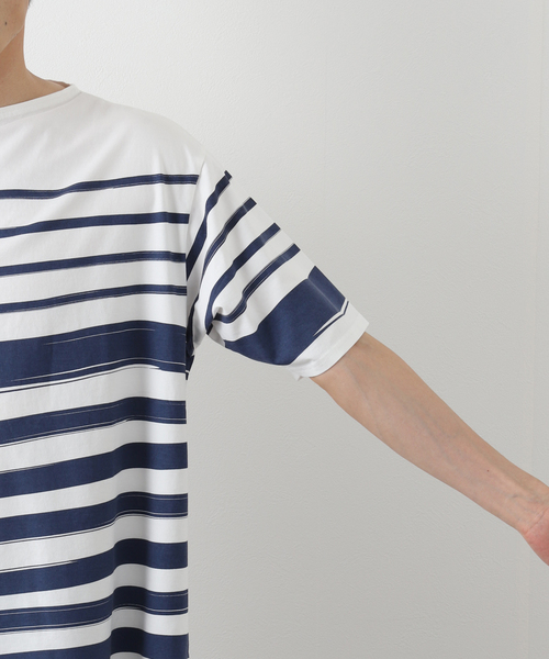 417 EDIFICE（フォーワンセブンエディフィス）の「ハンドペイント ボーダー Tシャツ（Tシャツ/カットソー・メンズ・ブラック/ネイビー/レッド/グリーン・MEDIUM/LARGE）」の14枚目の写真