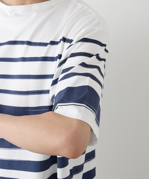417 EDIFICE（フォーワンセブンエディフィス）の「ハンドペイント ボーダー Tシャツ（Tシャツ/カットソー・メンズ・ブラック/ネイビー/レッド/グリーン・MEDIUM/LARGE）」の15枚目の写真