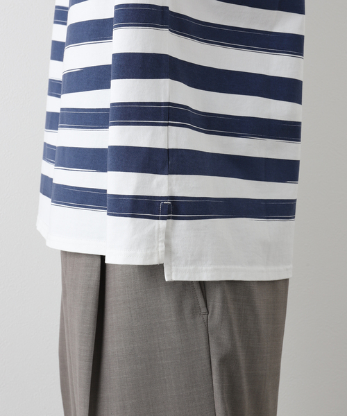 417 EDIFICE（フォーワンセブンエディフィス）の「ハンドペイント ボーダー Tシャツ（Tシャツ/カットソー・メンズ・ブラック/ネイビー/レッド/グリーン・MEDIUM/LARGE）」の16枚目の写真