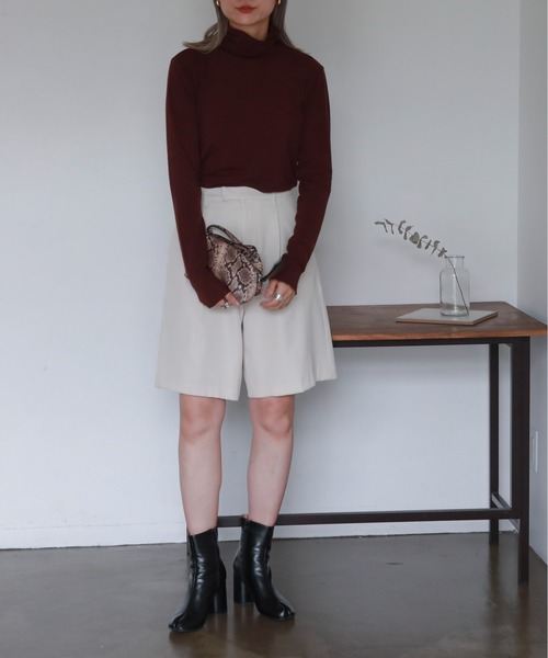 feepur（フェピュール）の「ニットソーハイネックプルオーバー（Tシャツ/カットソー・レディース・ブラック/ブラウン/オフホワイト/杢グレー・MEDIUM）」の9枚目の写真