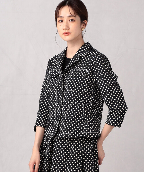 【セール】【セットアップ対応】＜ウォッシャブル＞ドットプリント ジャケット（セットアップ）｜Comme ca Mature（コムサマチュア）