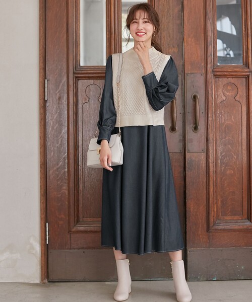 2set ケーブルベスト パフスリーブ ワンピース ワンピース Any Sis エニィスィス のファッション通販 Zozotown