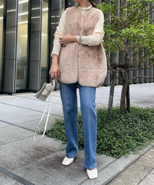 DouDou（ドゥドゥ）の「レイヤードライクハイネックプルオーバー（Tシャツ/カットソー・レディース・ブラック/ブラウン/アイボリー・FREE）」の9枚目の写真