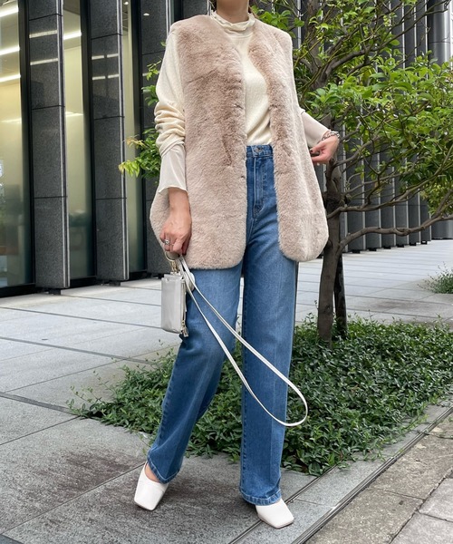 DouDou（ドゥドゥ）の「レイヤードライクハイネックプルオーバー（Tシャツ/カットソー・レディース・ブラック/ブラウン/アイボリー・FREE）」の13枚目の写真