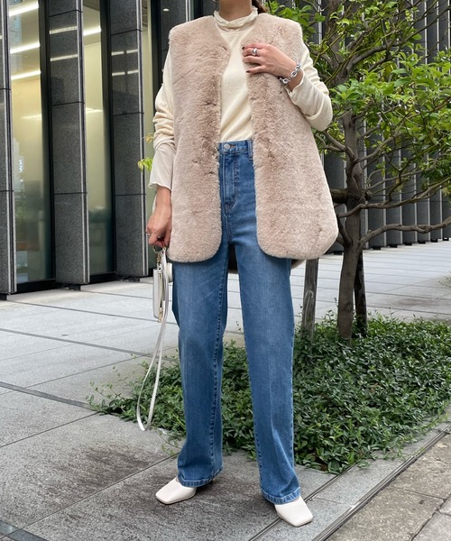 DouDou（ドゥドゥ）の「レイヤードライクハイネックプルオーバー（Tシャツ/カットソー・レディース・ブラック/ブラウン/アイボリー・FREE）」の5枚目の写真